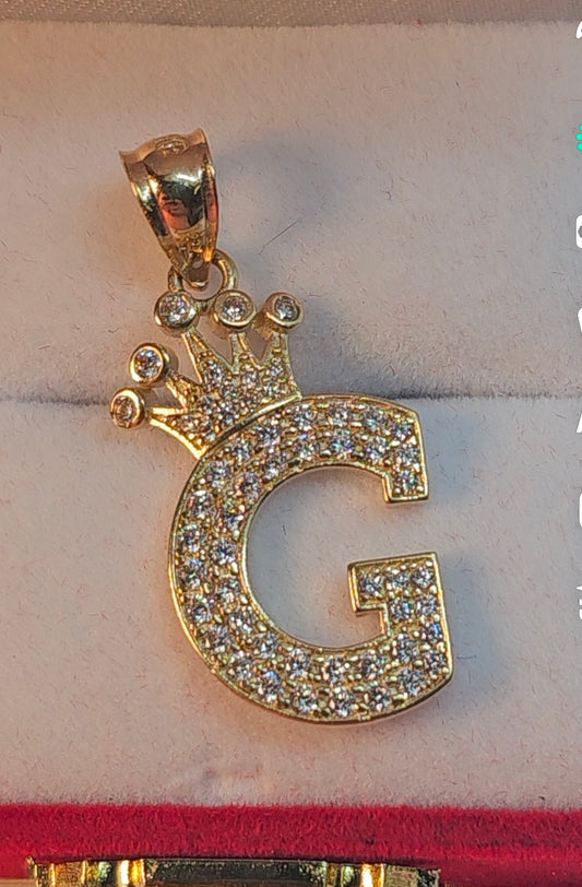 Letter 'G' Pendant 14k Gold - Dige Inicial 'G' Oro 14k CZ