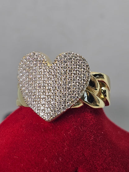 14K Gold Heart Ring w/CZ accents - Anillo 14k De corazón
