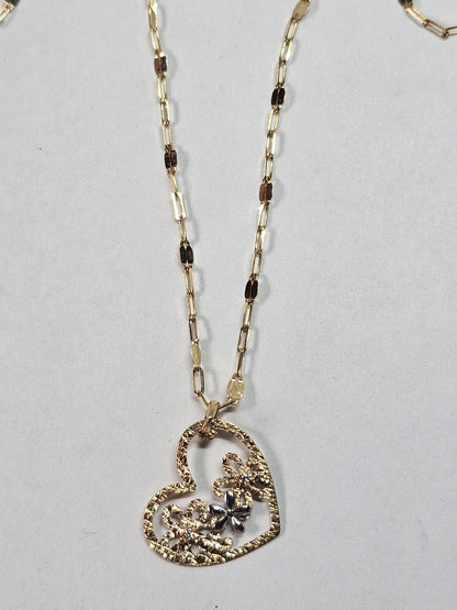 Dige Corazón 14k y Cadena 18" Paper Clip