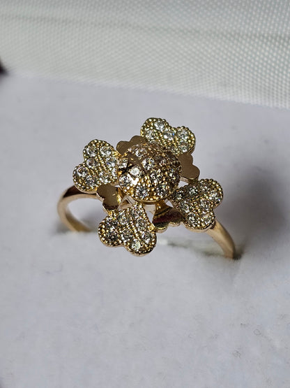 14K Gold Spinning Clover Ring - Anillo Giratorio Trebol 14k