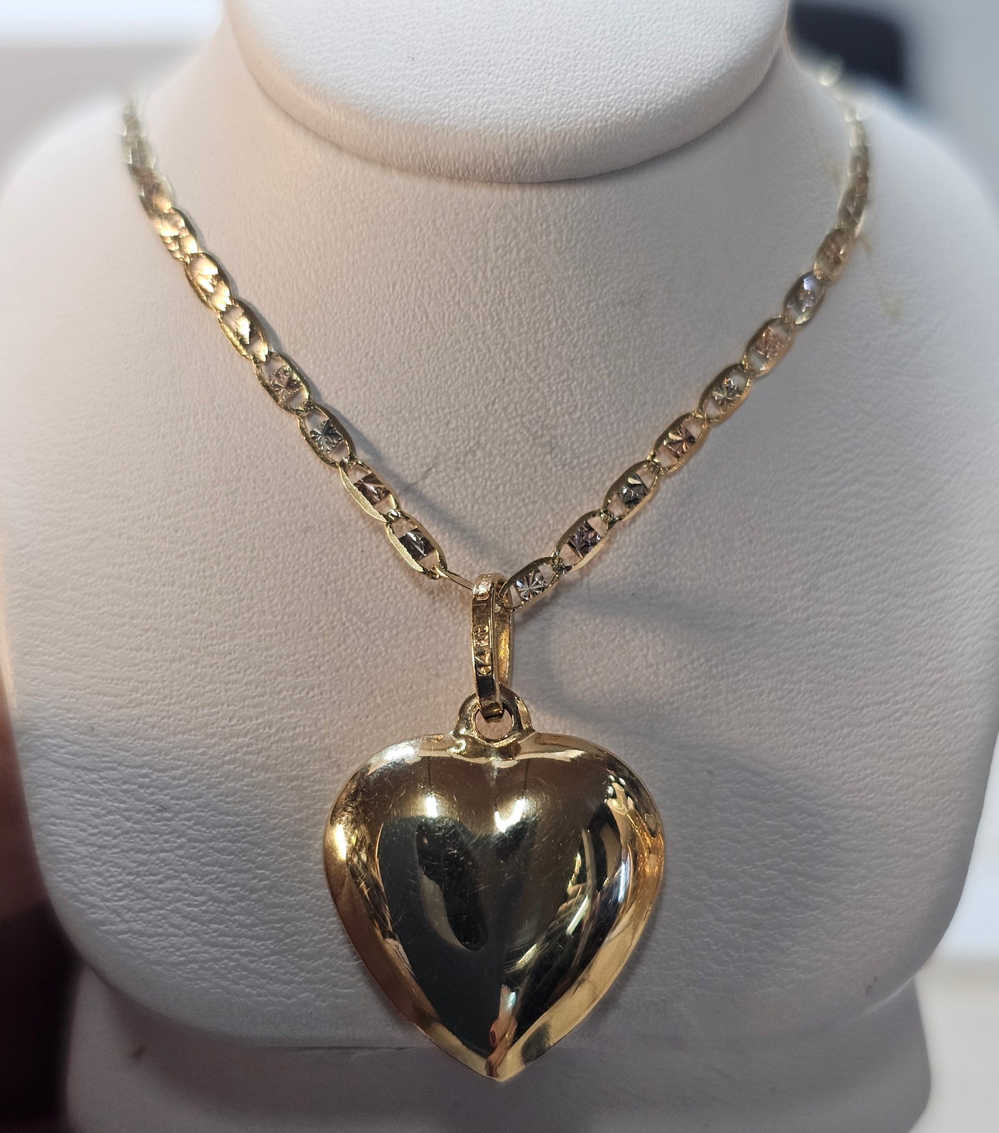 Dige de corazón y cadena 14k oro
