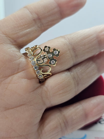 14K Gold Quinceañera Ring - Anillo de 15 Años 14k