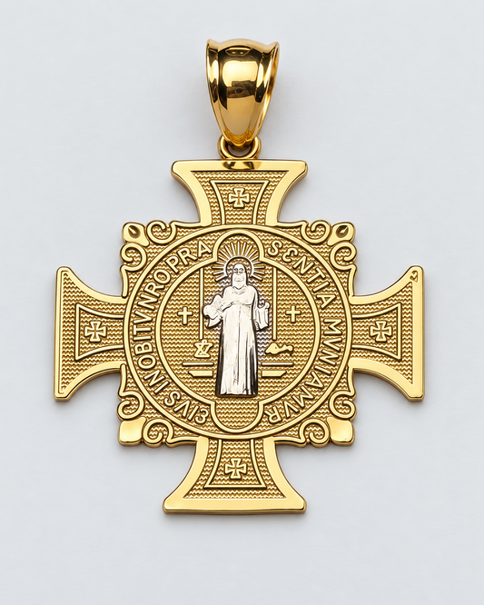 ✨ Cruz de San Benito en Oro 10K – Protección, Fe y Elegancia