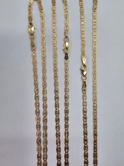 14K Gold 3-Tone Valentino Chain 2.8 mm - Cadena 14K Valentino 3 Tonos 2.8 mm