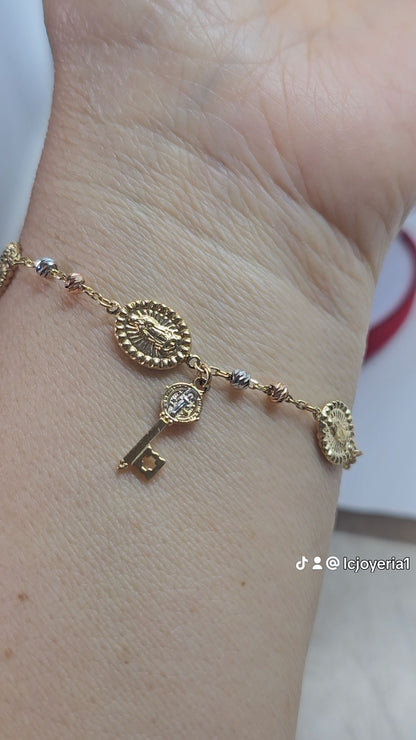 14K Gold Religious Bracelet - Brazalete 14k Religioso