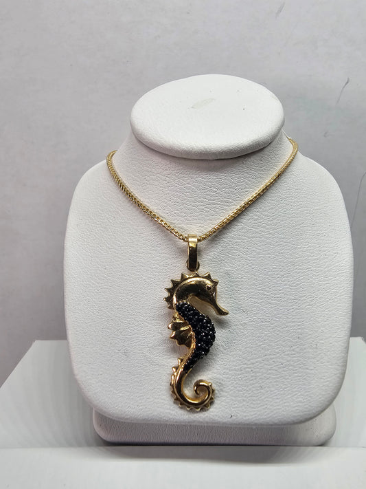 Set Dige de caballo de mar cadena 14k