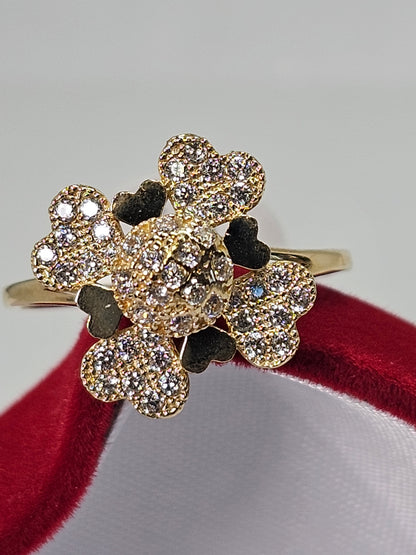 14K Gold Spinning Clover Ring - Anillo Giratorio Trebol 14k