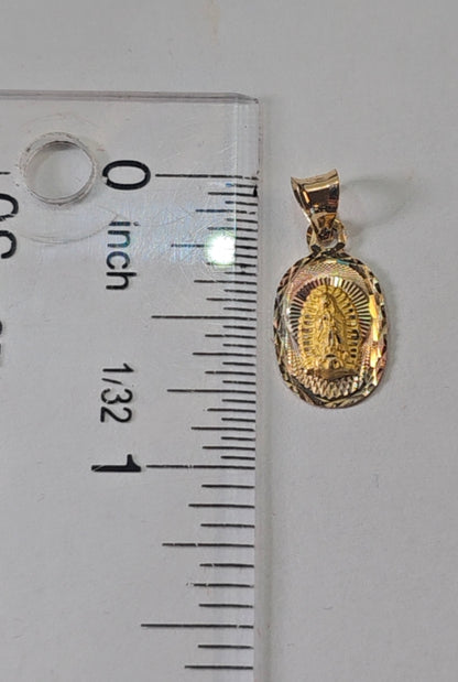 14k Gold Oval Virgin Mary Pendant - Dige Virgen de Guadalupe Oro 14k