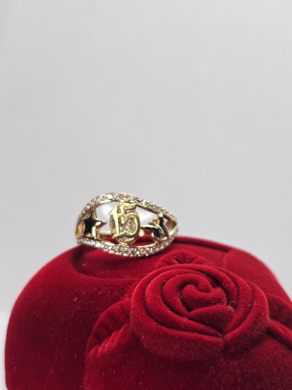 14K Gold Quinceañera Ring - Anillo de 15 Años 14k