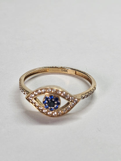 Anillo ojo turco de 14k