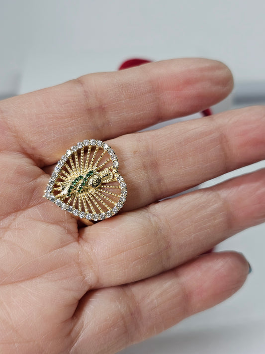 10K Gold Saint Jude Heart Ring - Anillo San Judas Tadeo 10k