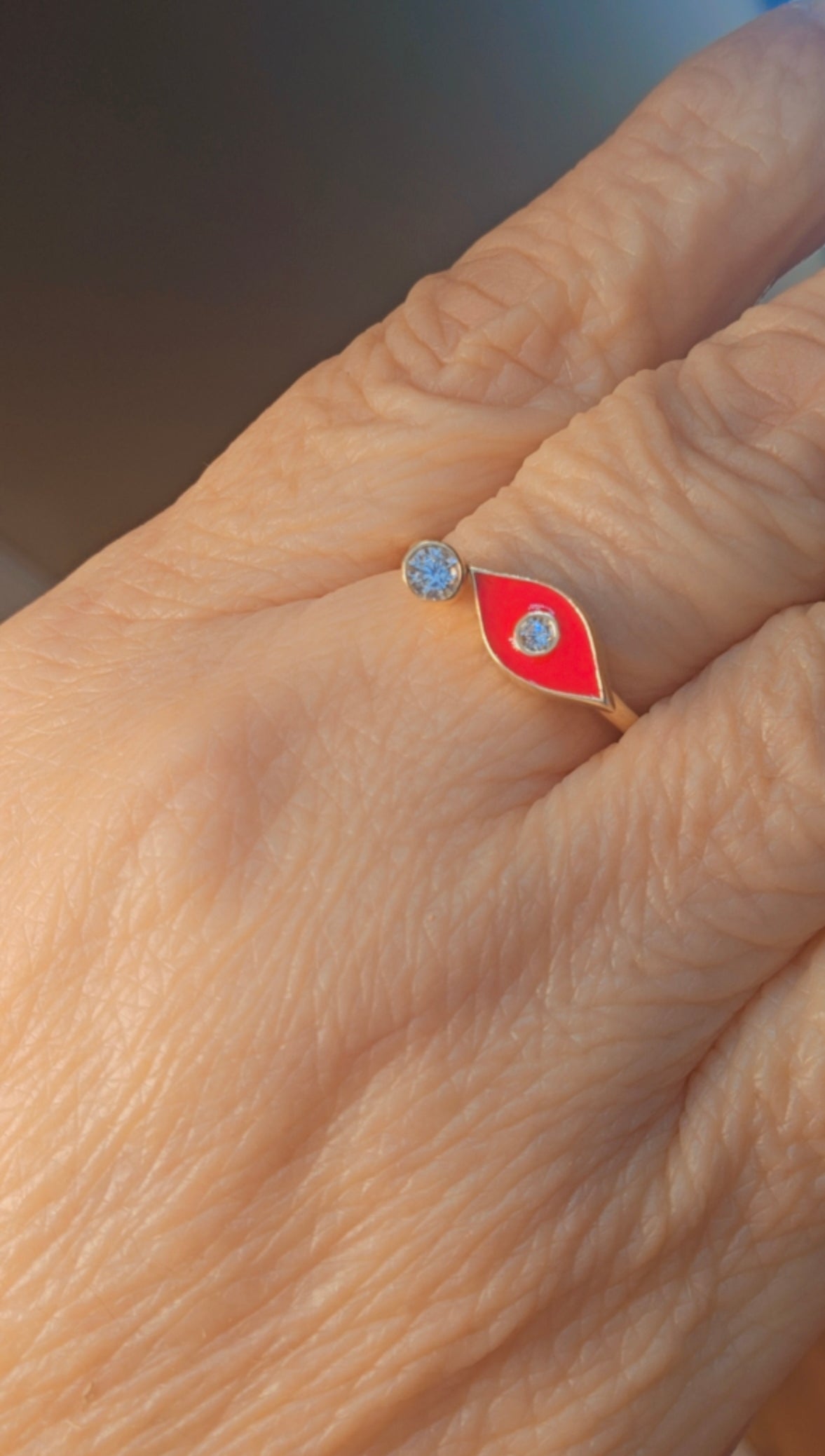 14K Gold Eye Ring - Anillo Ojo  14K Oro