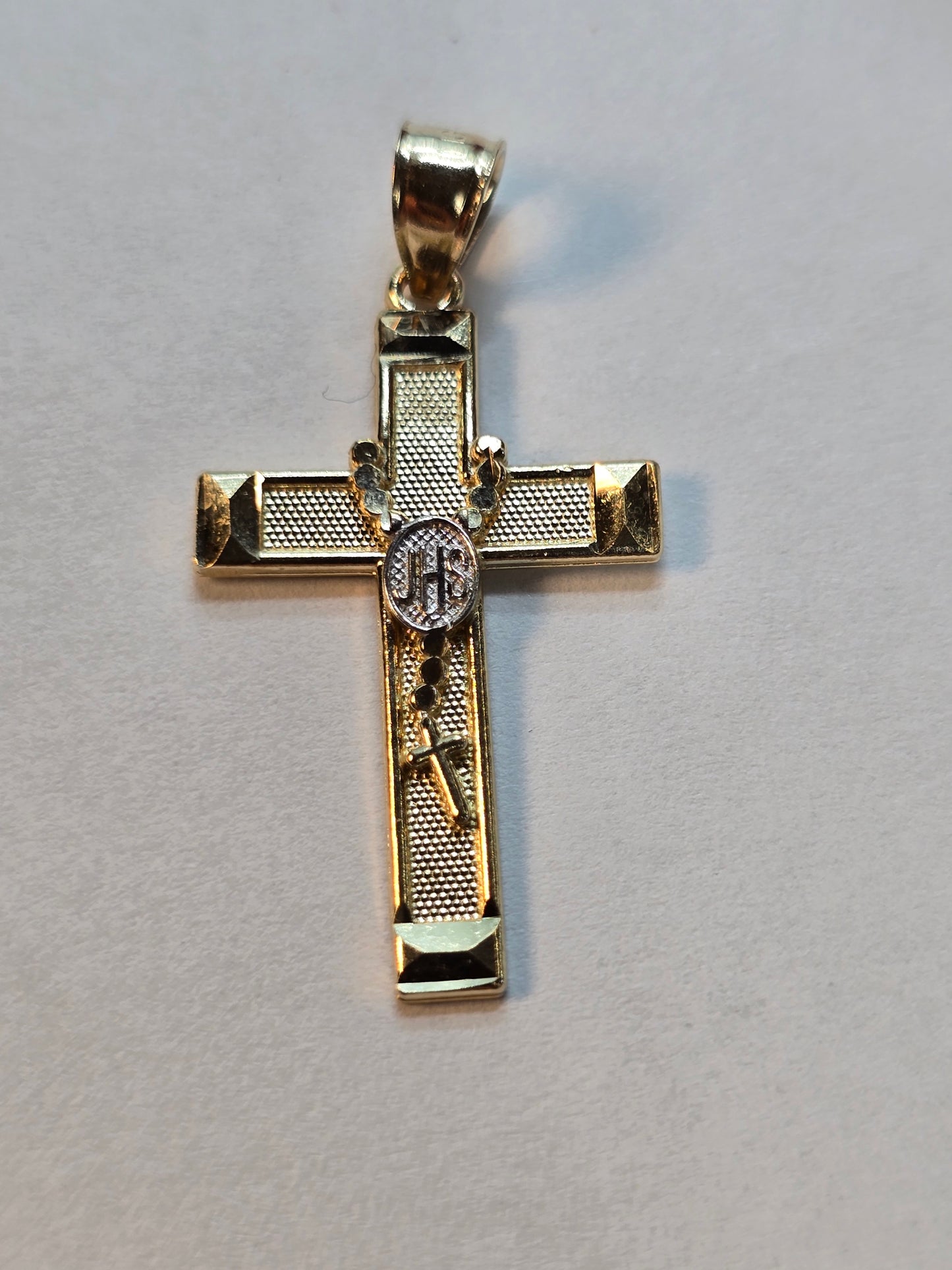 Dije Cruz Oro 14K con Rosario Integrado