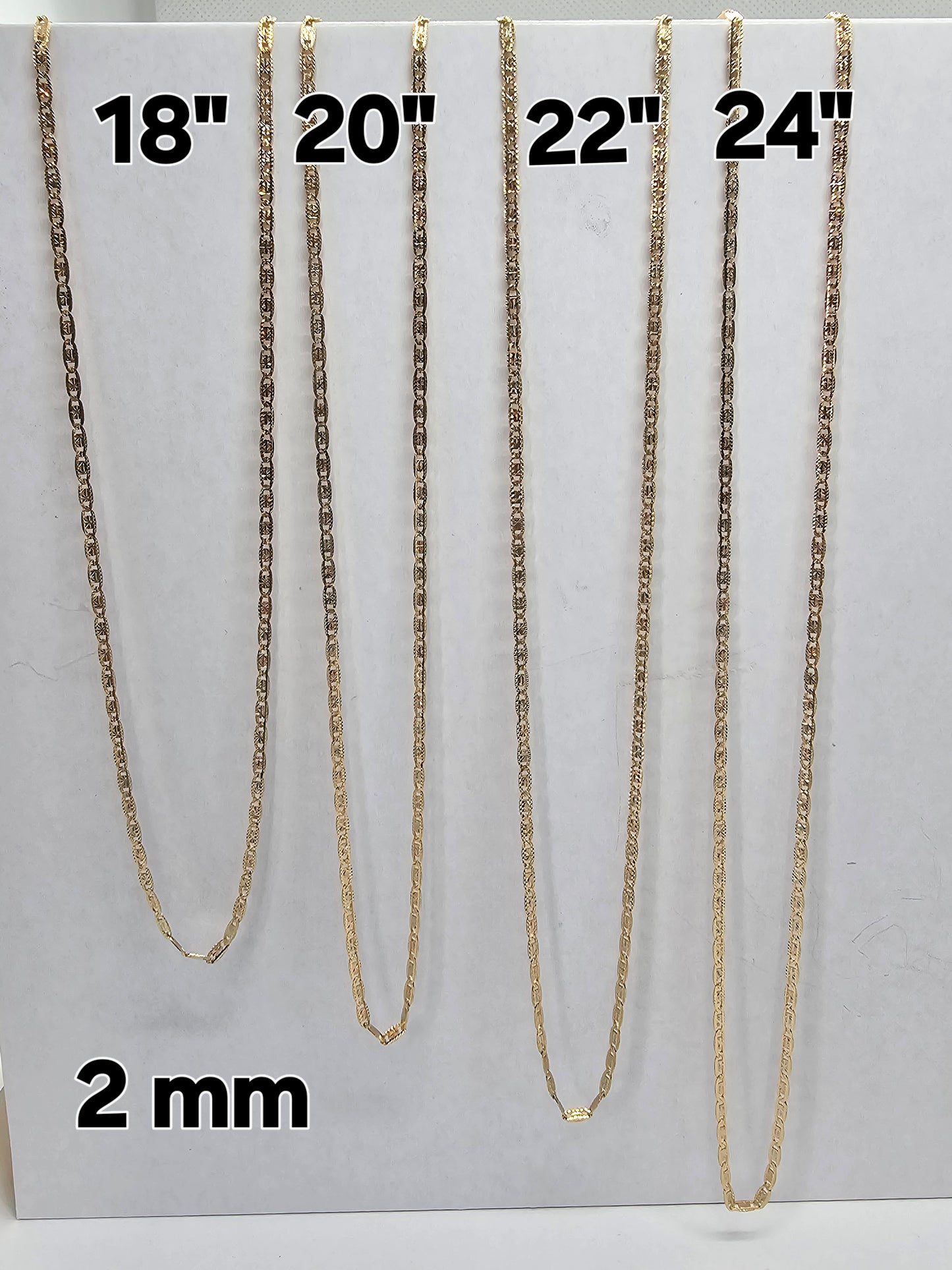 Cadena 14k Valentino 3 tonos 2 mm