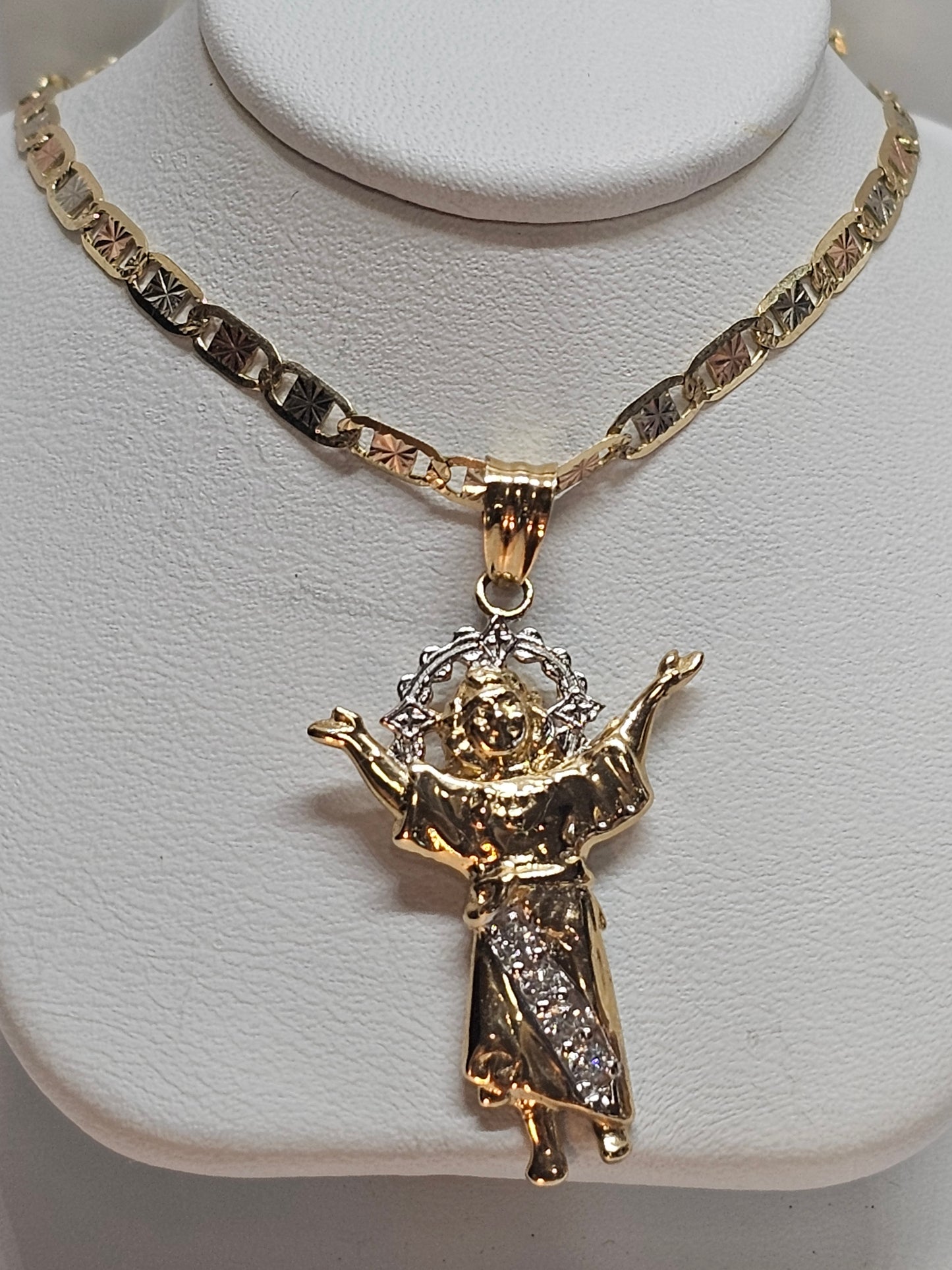 Dige niño Divino y cadena 14k oro