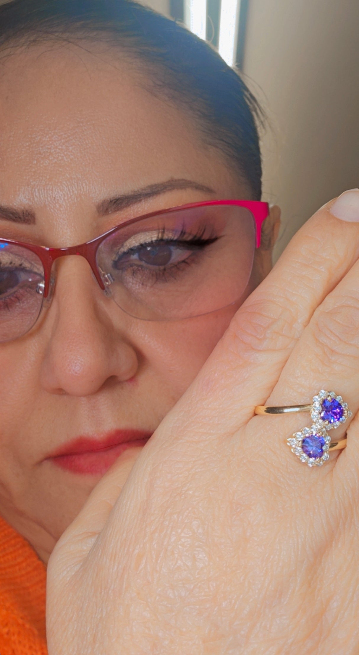 Anillo Doble Corazón Oro 14k #8