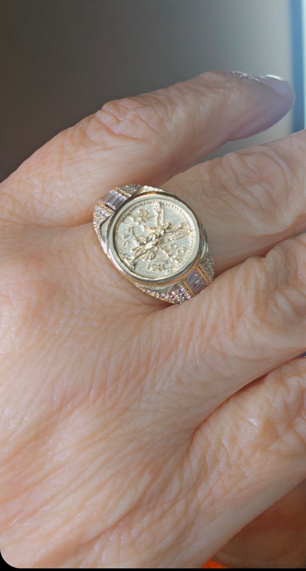 Anillo Hombre con Centenario Oro 14k #10.5