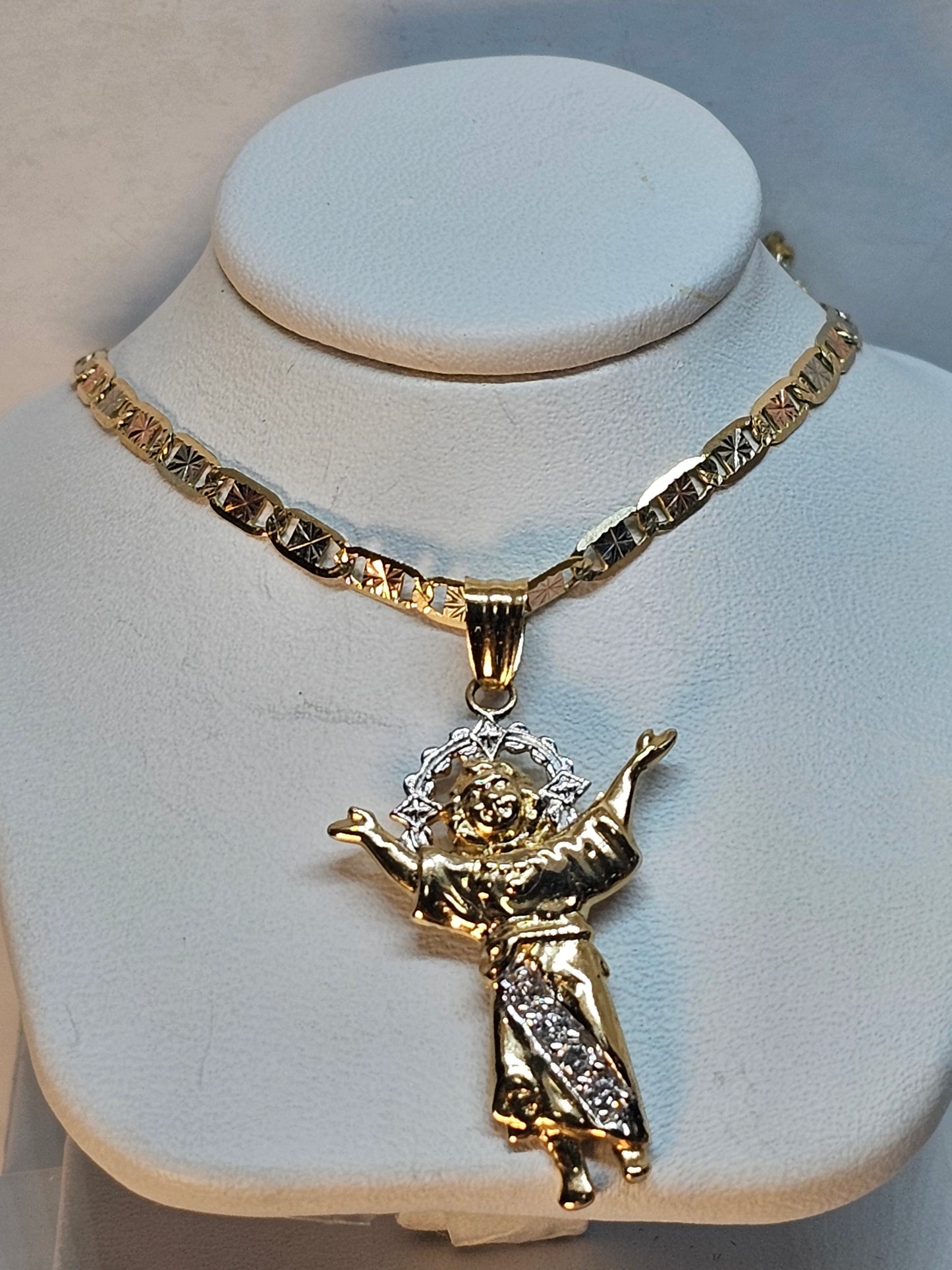 Dige niño Divino y cadena 14k oro