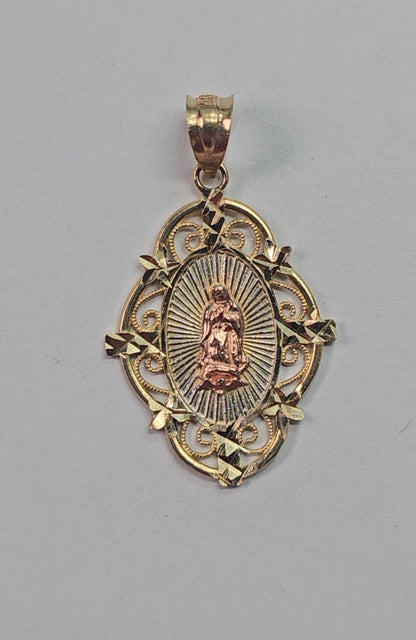 14K Gold Virgin Mary  Pendant - Dige Virgen de Guadalupe Pendiente