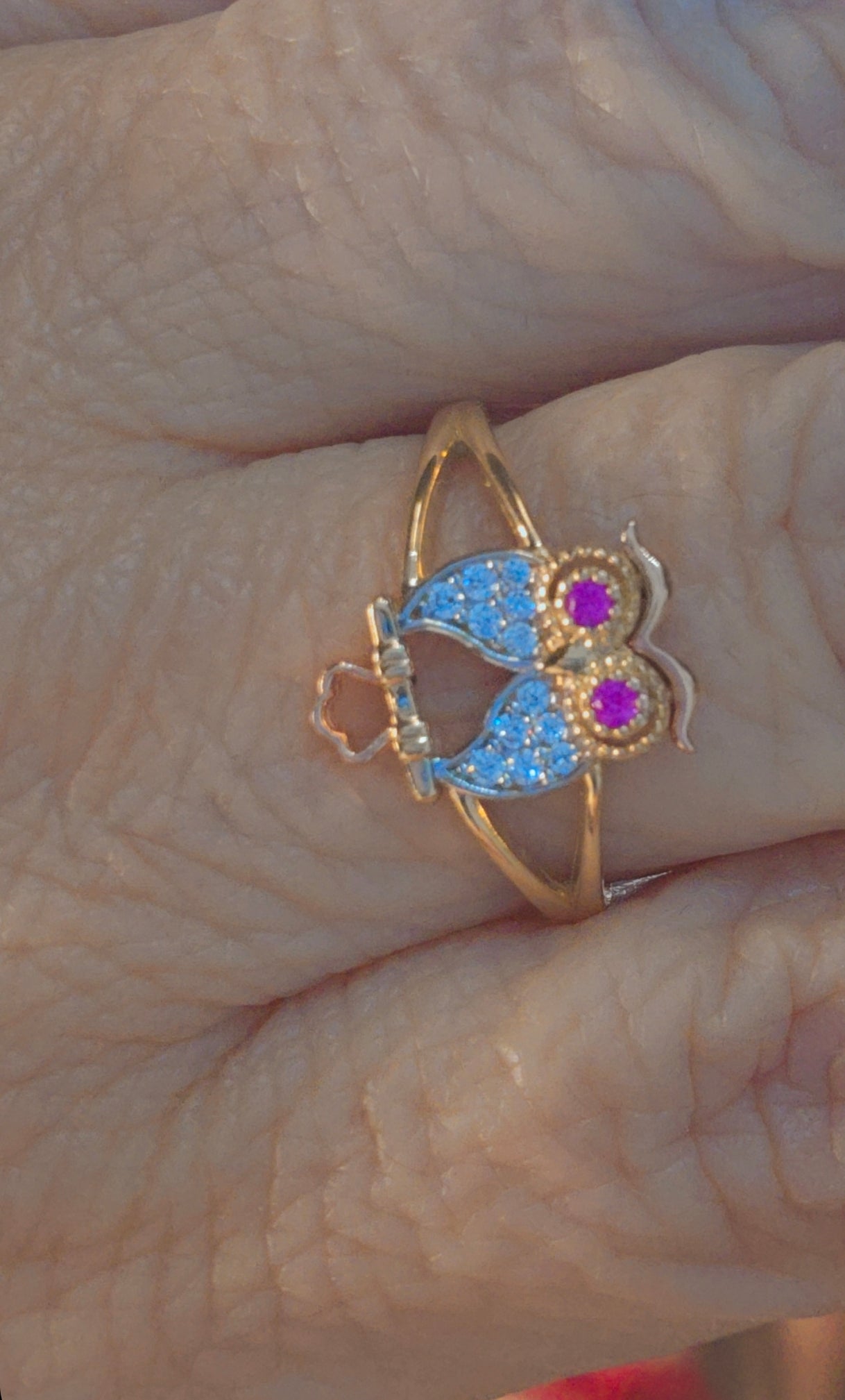 14k Gold Owl Ring #7 - Anillo 14k Oro Búho #7