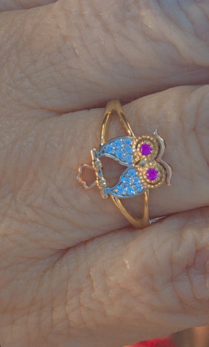 14k Gold Owl Ring #7 - Anillo 14k Oro Búho #7