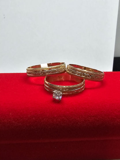 14K Gold Wedding Ring Set for Couple - Set de Anillos de Boda 14k