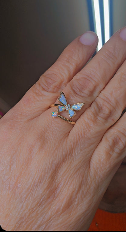 Anillo Mariposa Opalo Oro 14k #7