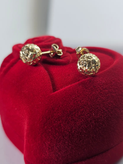 14K Gold Solid Round Earrings - Aretes de bolita solidos 14k