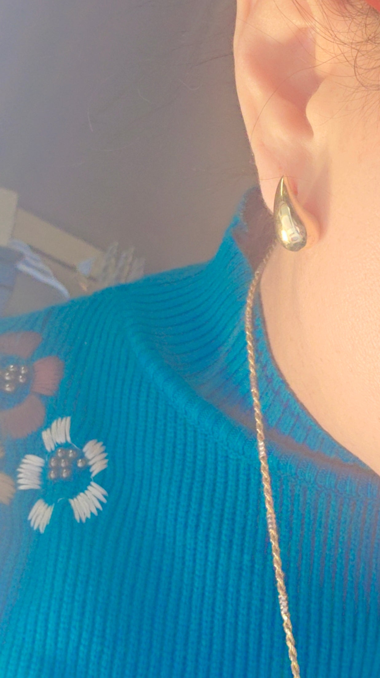 Aretes de Gota 14k Oro Italiano