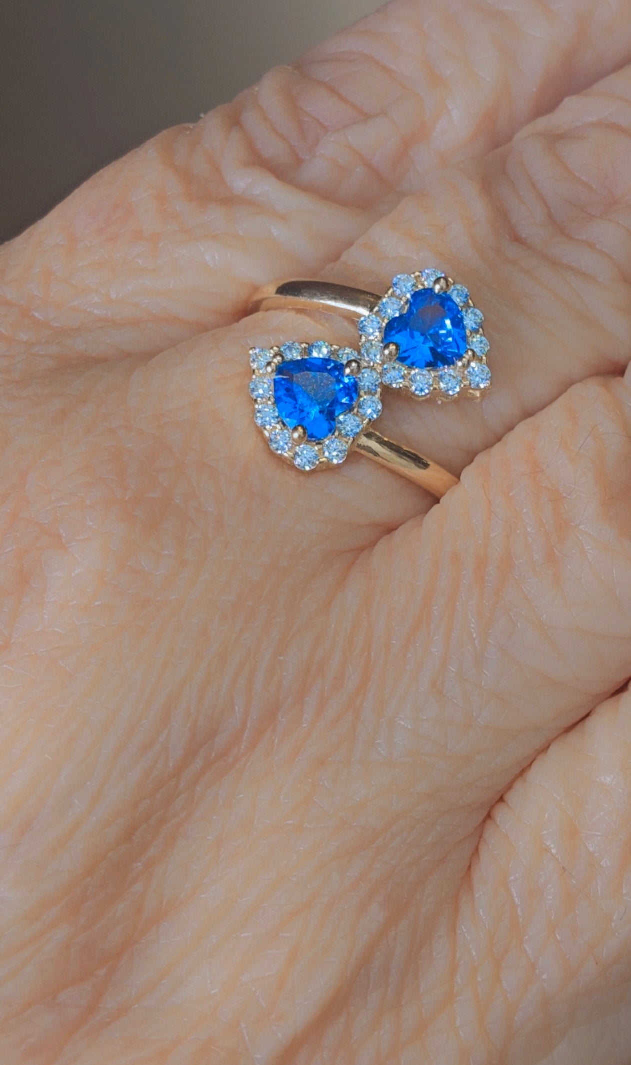 Anillo Doble Corazón Oro 14k #8.5