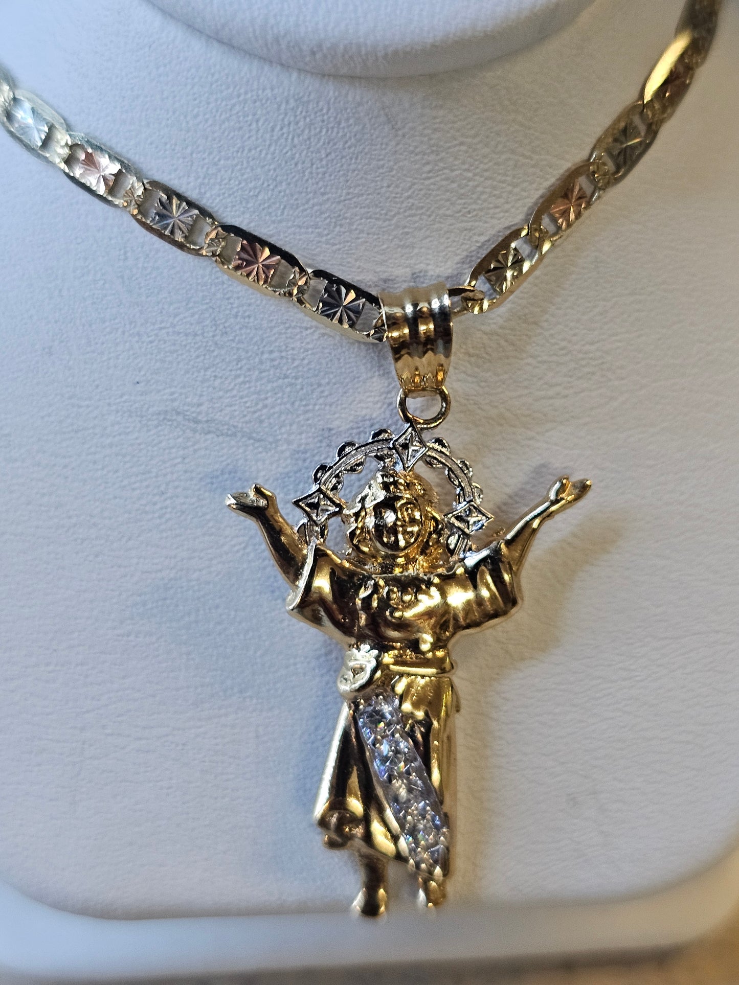 Dige niño Divino y cadena 14k oro