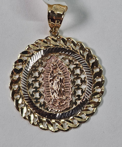 14K Gold Virgin Mary Pendant - Dige Virgen de Guadalupe 14K