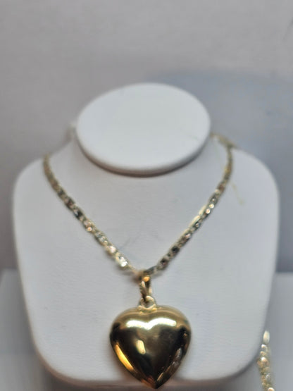 14K Gold Chain and Bubble Heart Pendant - Dige de Corazón y Cadena 14k oro