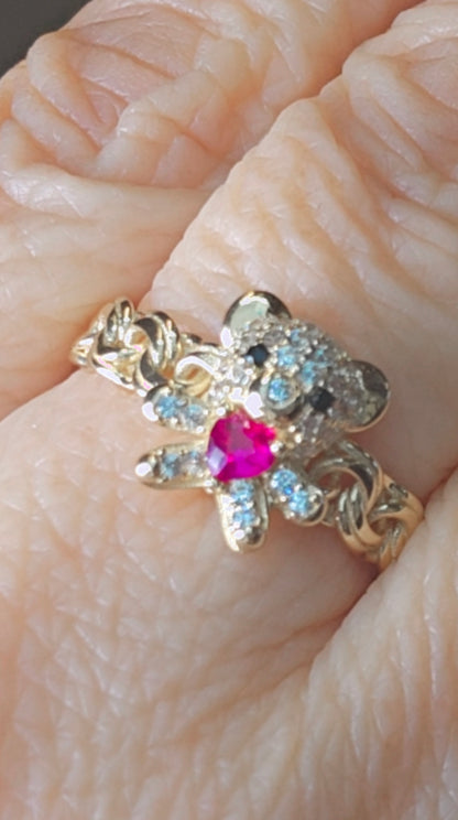 14k Gold Bear Ring #7 - Anillo De Osito 14k oro Solido #7