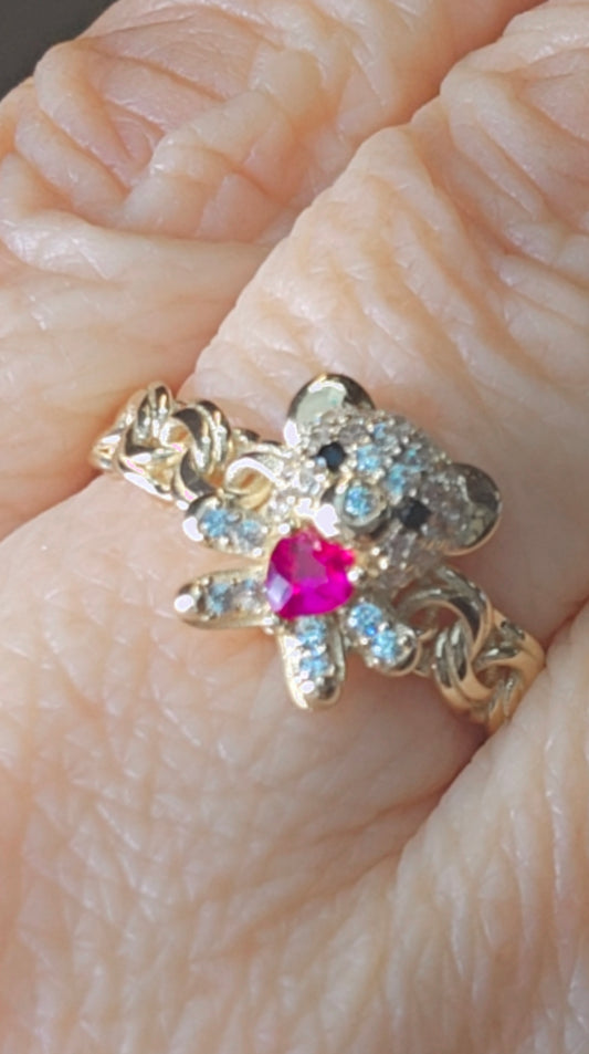 14k Gold Bear Ring #7 - Anillo De Osito 14k oro Solido #7