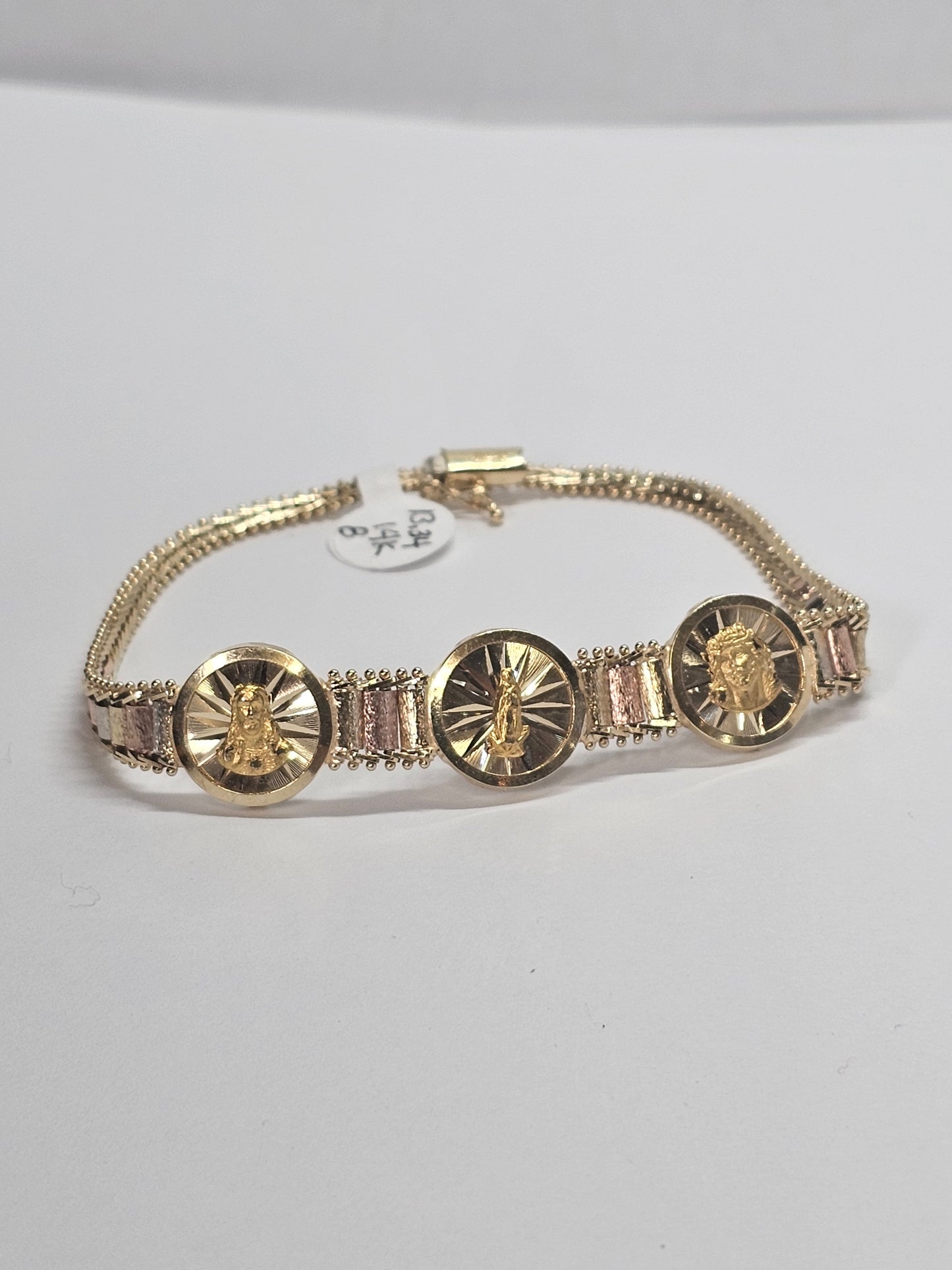 14k Solid Gold Religious Gold Bola Bracelet