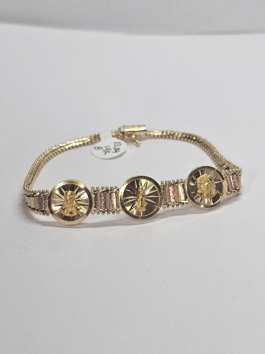 14k Solid Gold Religious Gold Bola Bracelet