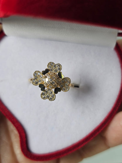 14K Gold Spinning Clover Ring - Anillo Giratorio Trebol 14k