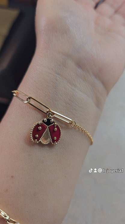 14K Gold Ladybug Bracelet - Brazalete 14K Catarina