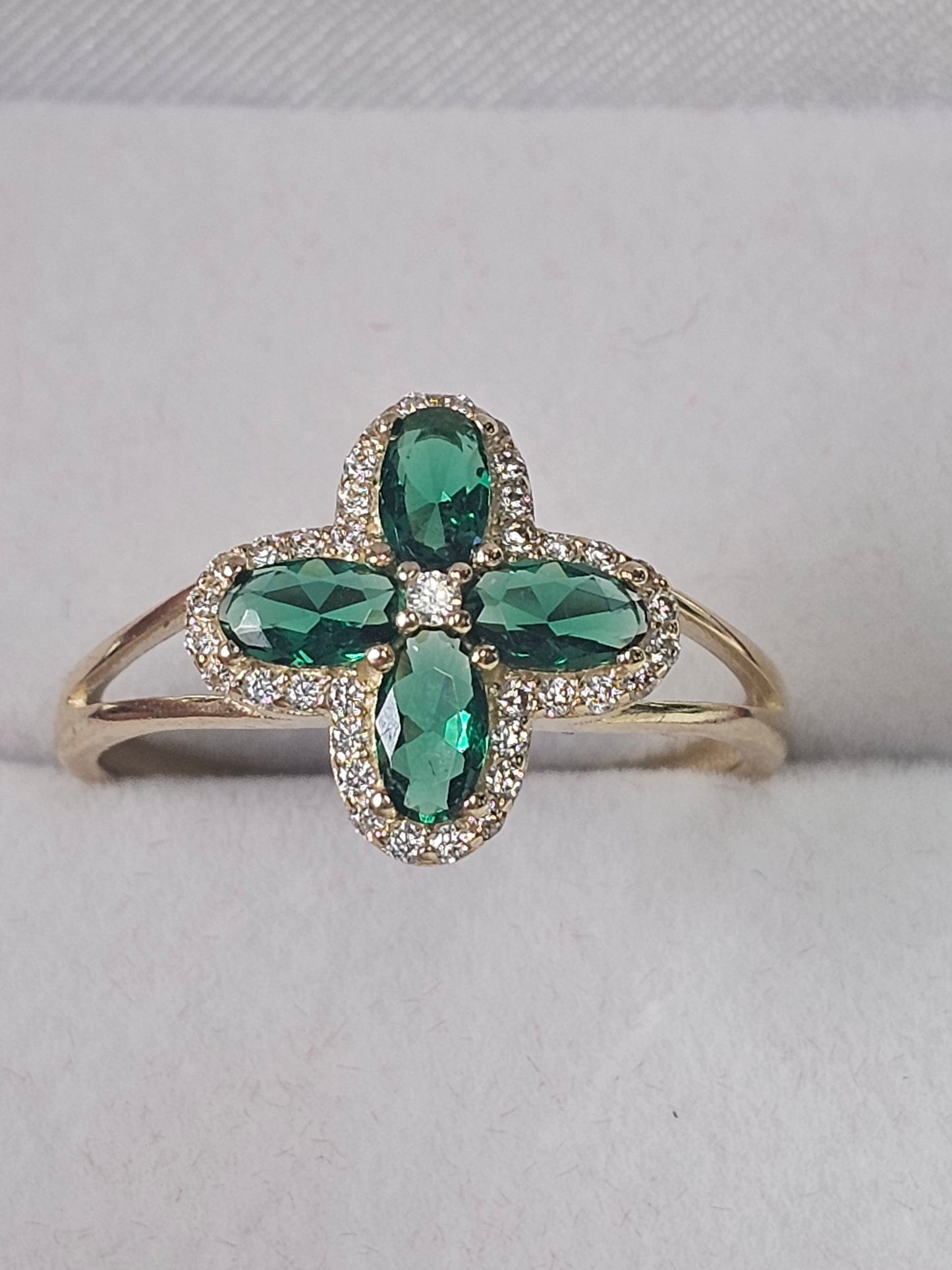 Anillo Oro 14k Piedra Verde #8