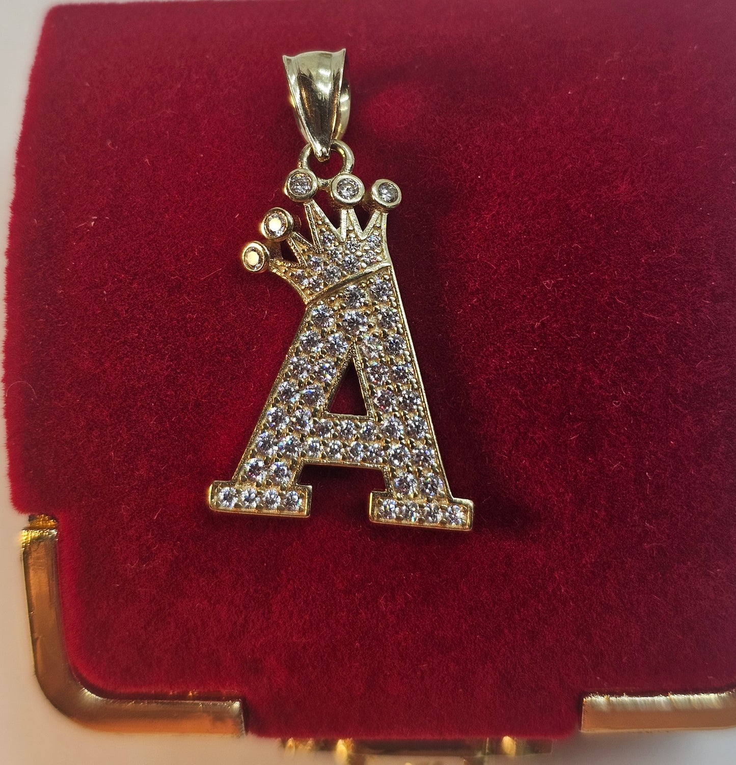 Letter 'A' Pendant 14k Gold - Dige Inicial 'A' Oro 14k CZ