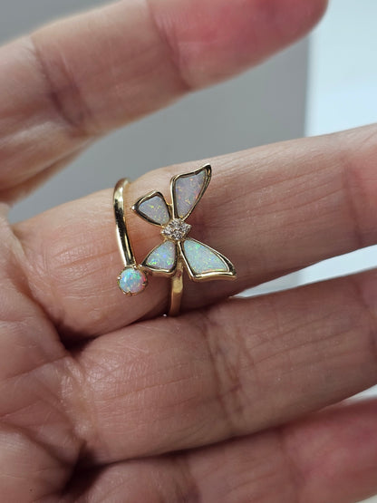 Anillo Mariposa Opalo Oro 14k #7