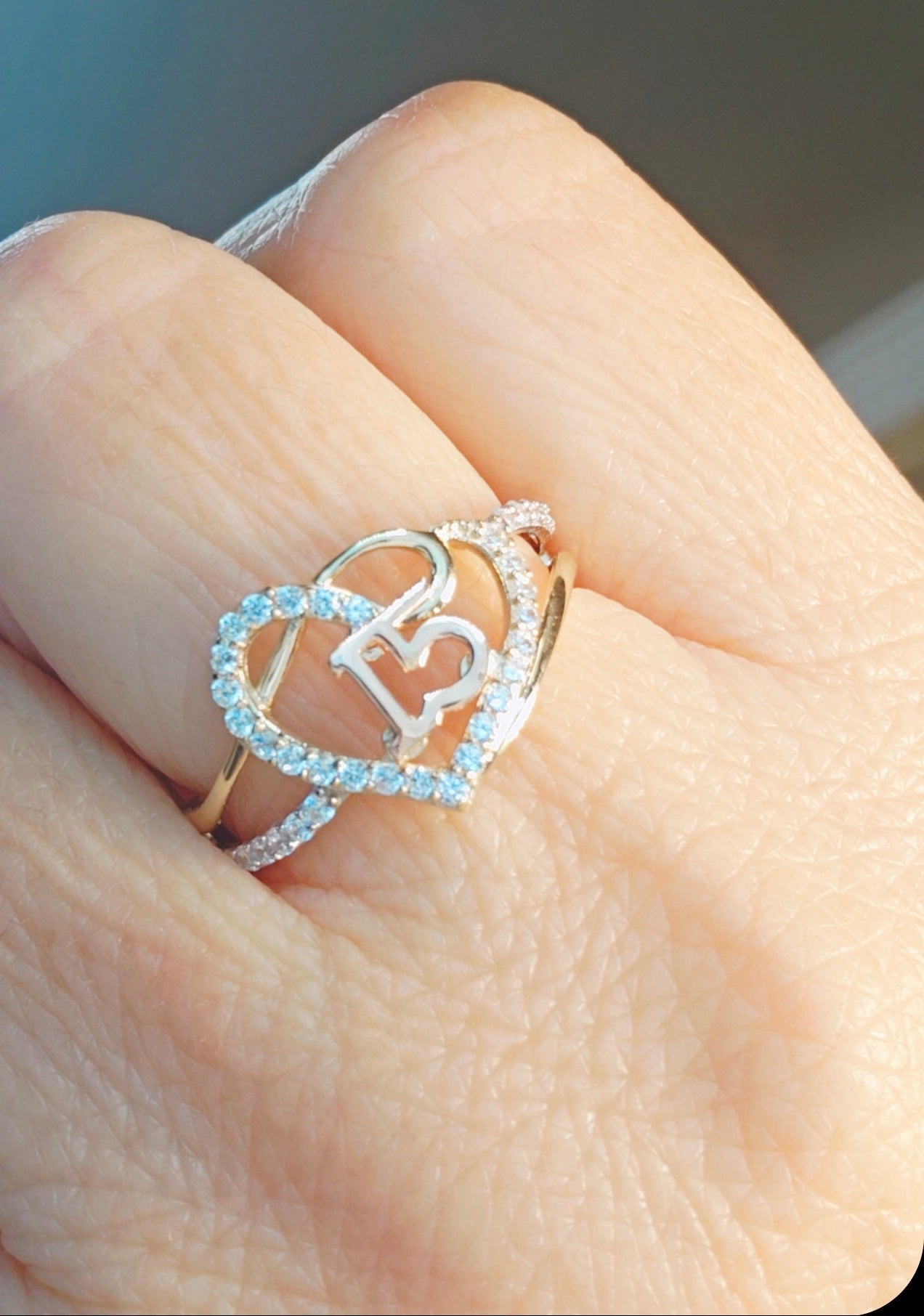 14K Gold Heart Quinceañera Ring - Anillo de 15 Años 14k