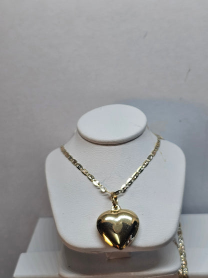 14K Gold Chain and Bubble Heart Pendant - Dige de Corazón y Cadena 14k oro