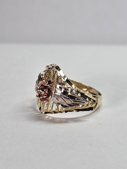 14K Gold 3-Tone Ring with Rose - Anillo con Rosa 3 tonos  14k