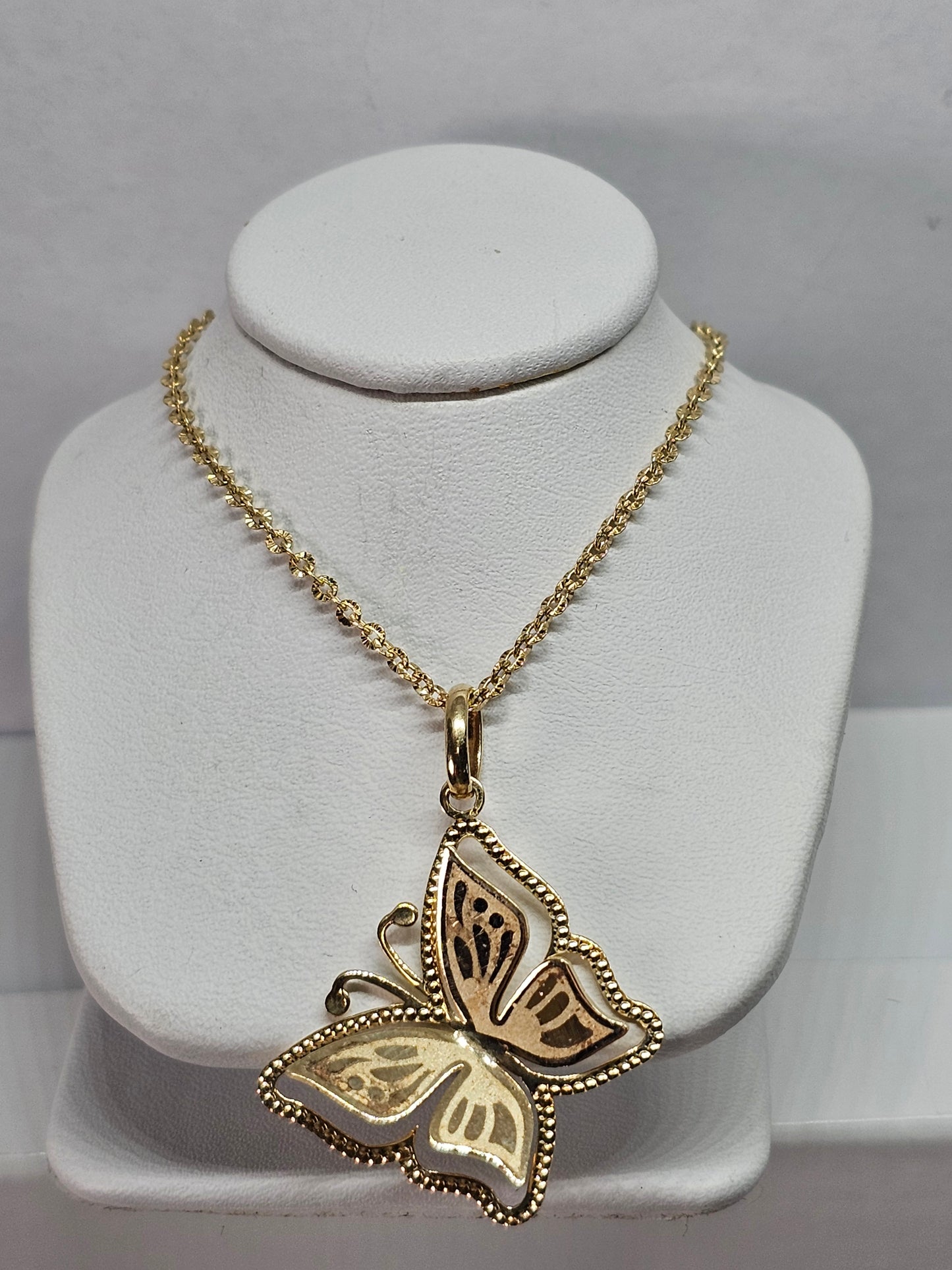 Set Dige Mariposa y cadena 14k