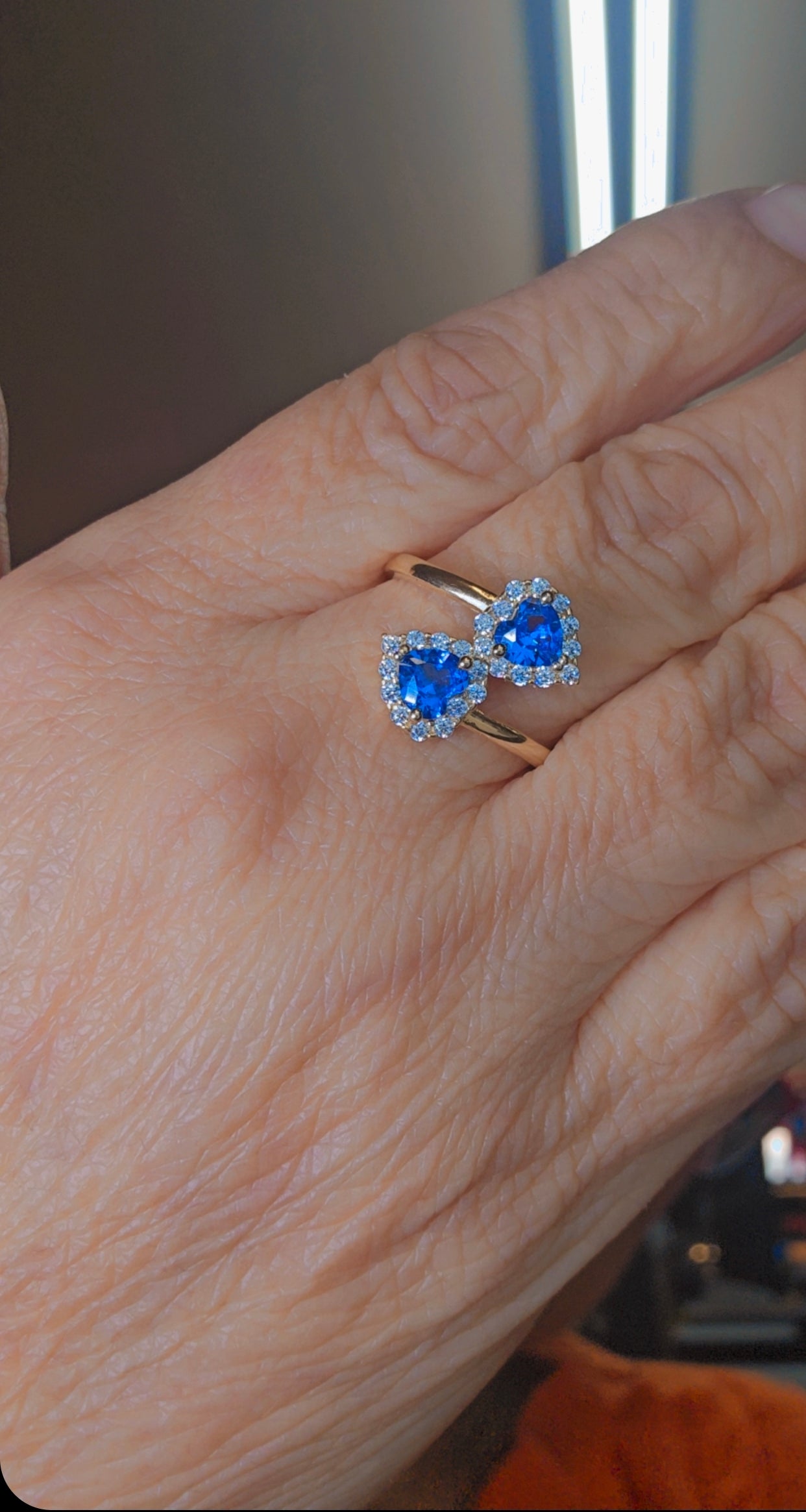 Anillo Doble Corazón Oro 14k #8.5