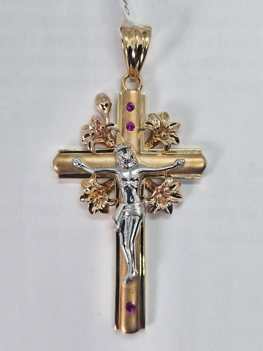 Dige Cruz 14k oro  3 Tonos