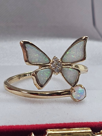Anillo Mariposa Opalo Oro 14k #7