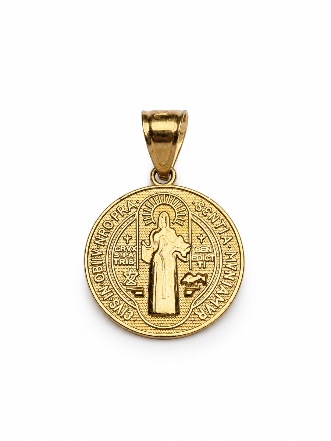 Medalla Redonda de San Benito en Oro 10K